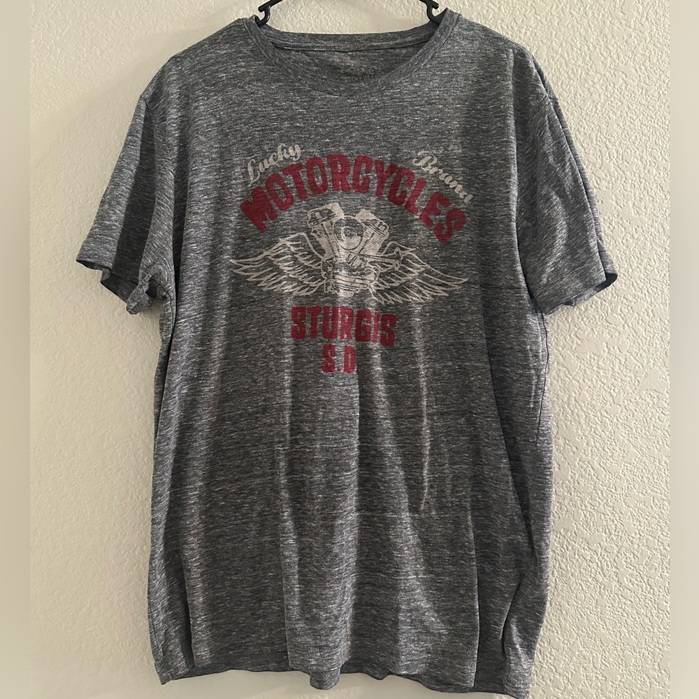 LUCKY BRAND MOTORCYCLES STURGIS BIKER TEE T SHIRT Mens Large Gray